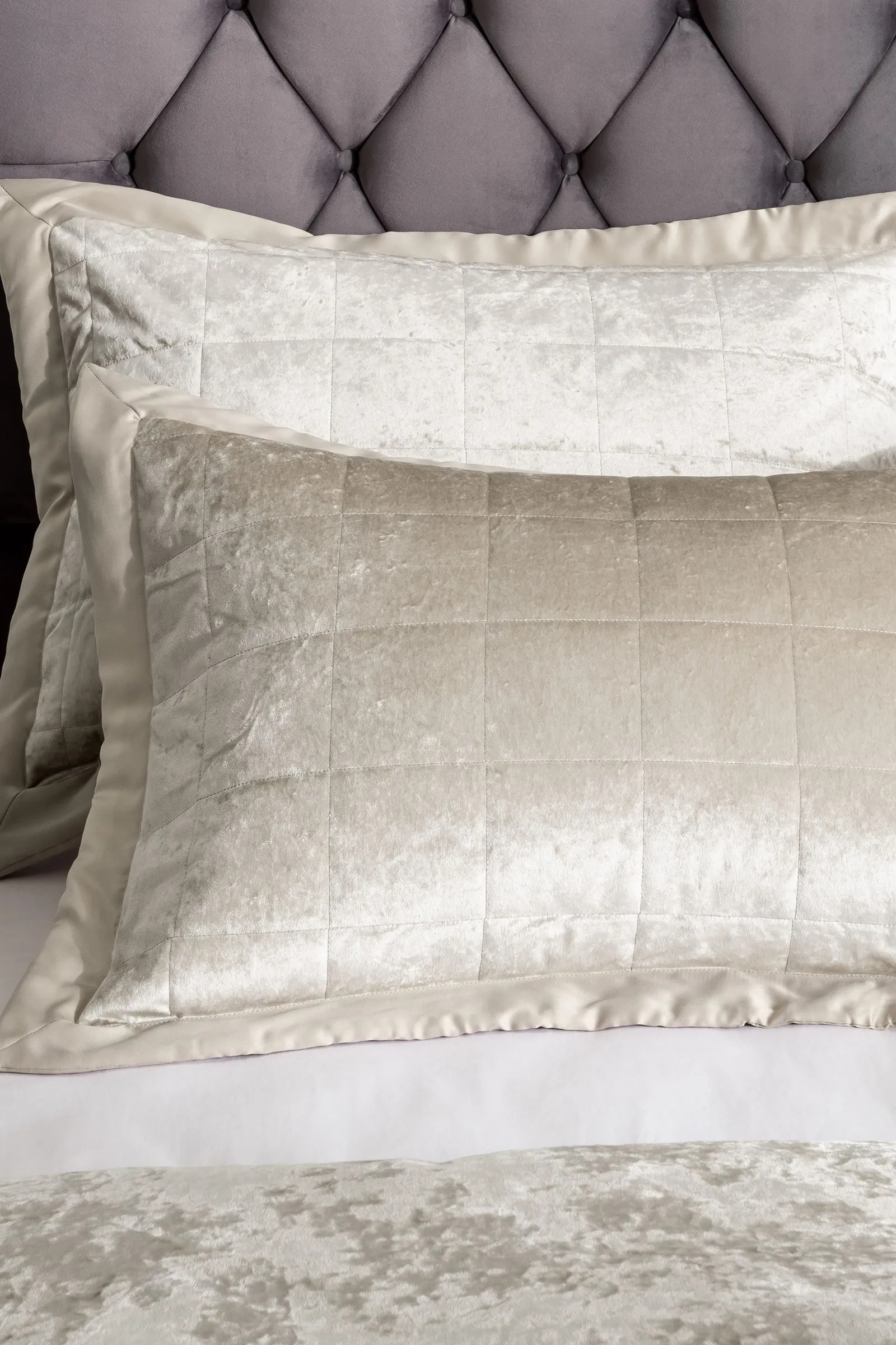 Catherine Lansfield 'Crushed Velvet' Pillowsham Pair in Natural 1