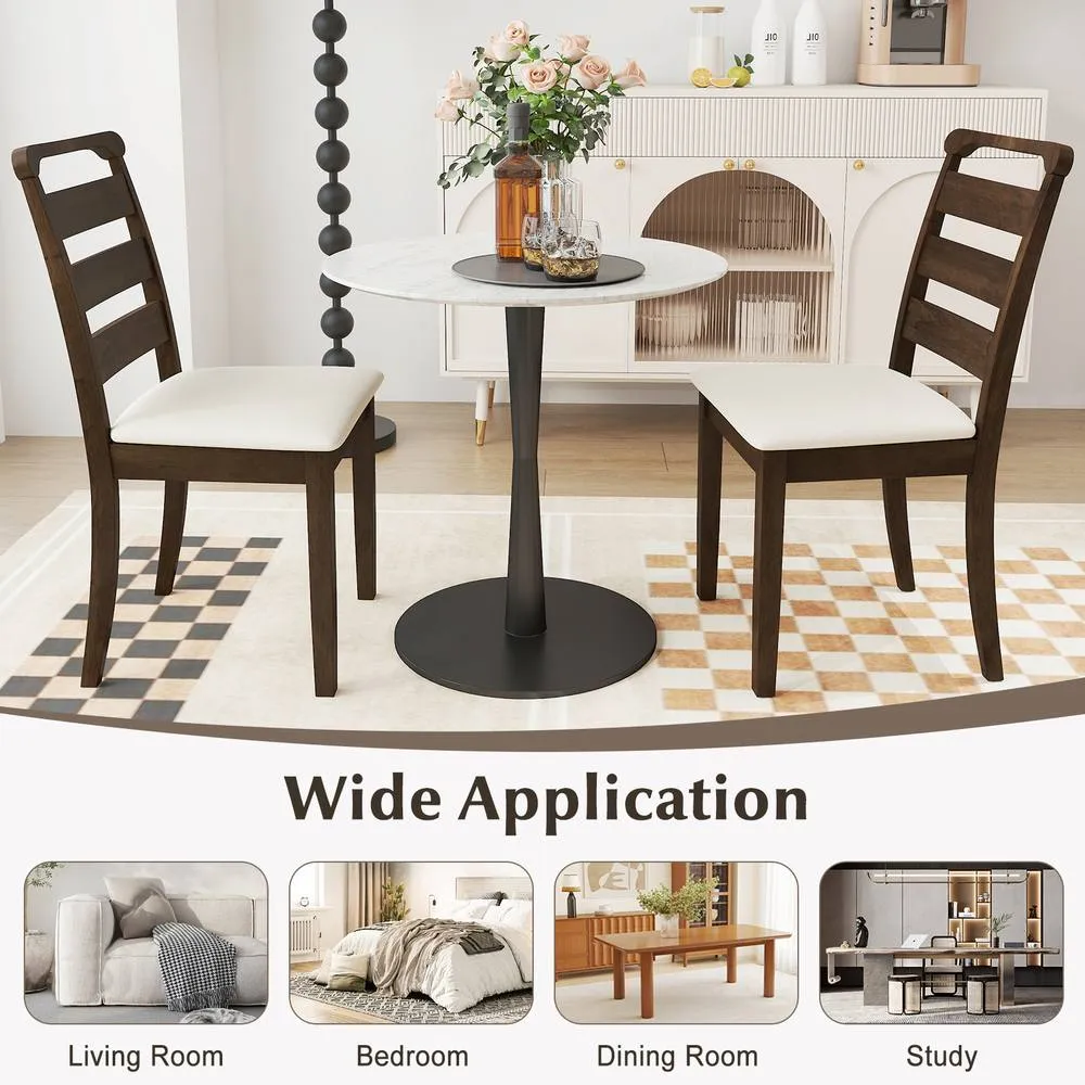 Costway Modern Dining Chair Set of 2 Upholstered Farmhouse Chairs in Walnut 6