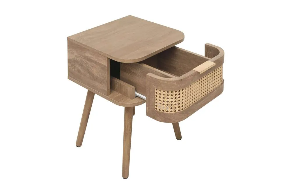 Birlea Pair of Rattan Bedside Cabinet 1 Drawer Oak Sark Side Table in Natural 5