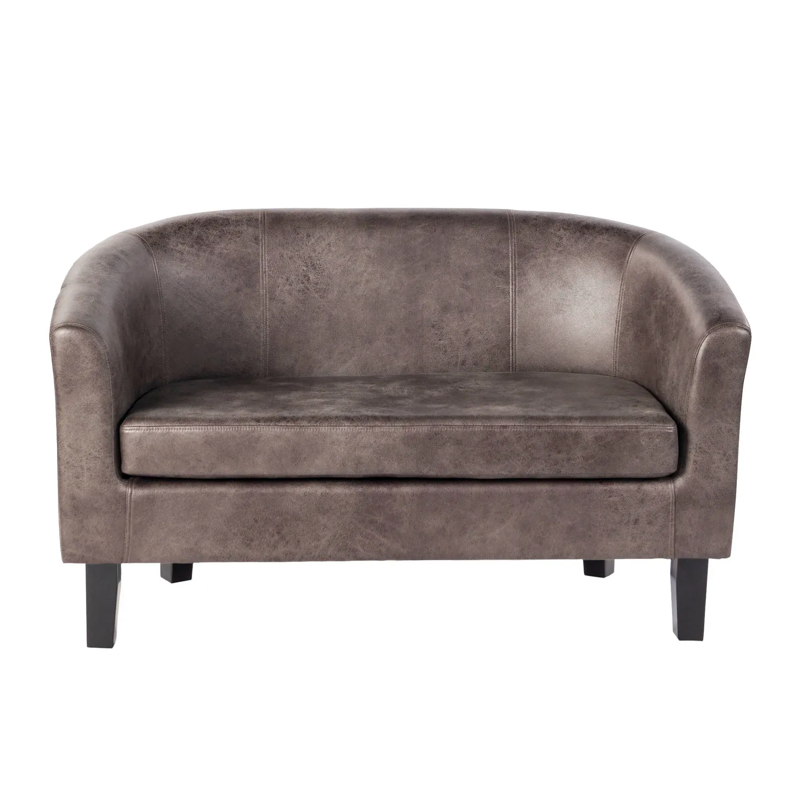 Faux Leather 2 Seater Tub Chair - Grey Grey