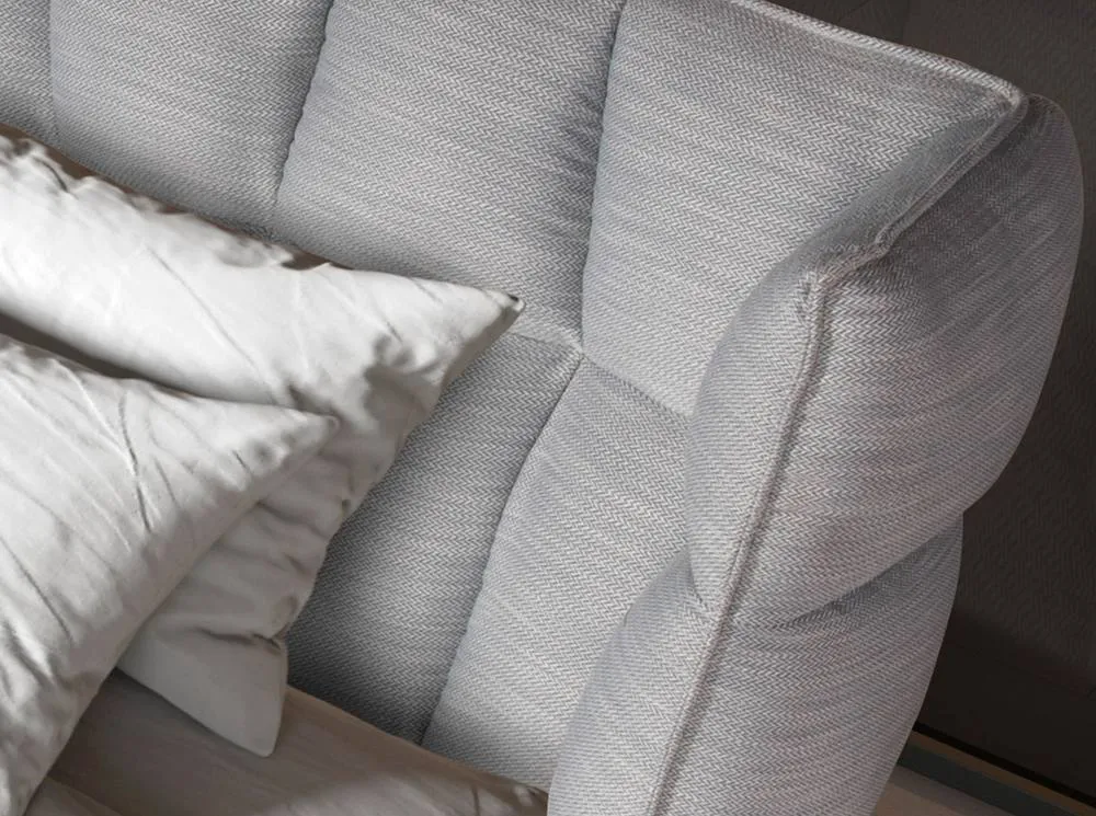 Angel Cerda Light Bluish-Grey Fabric Double Bed (Model ) Tufted in Grey 5