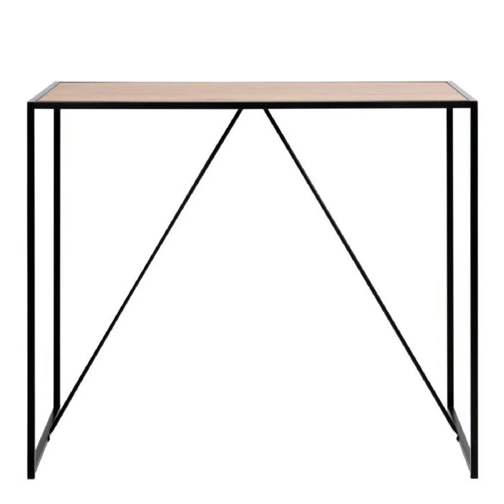 netfurniture Chelsea Black Metal Bar Table with Oak Top 2