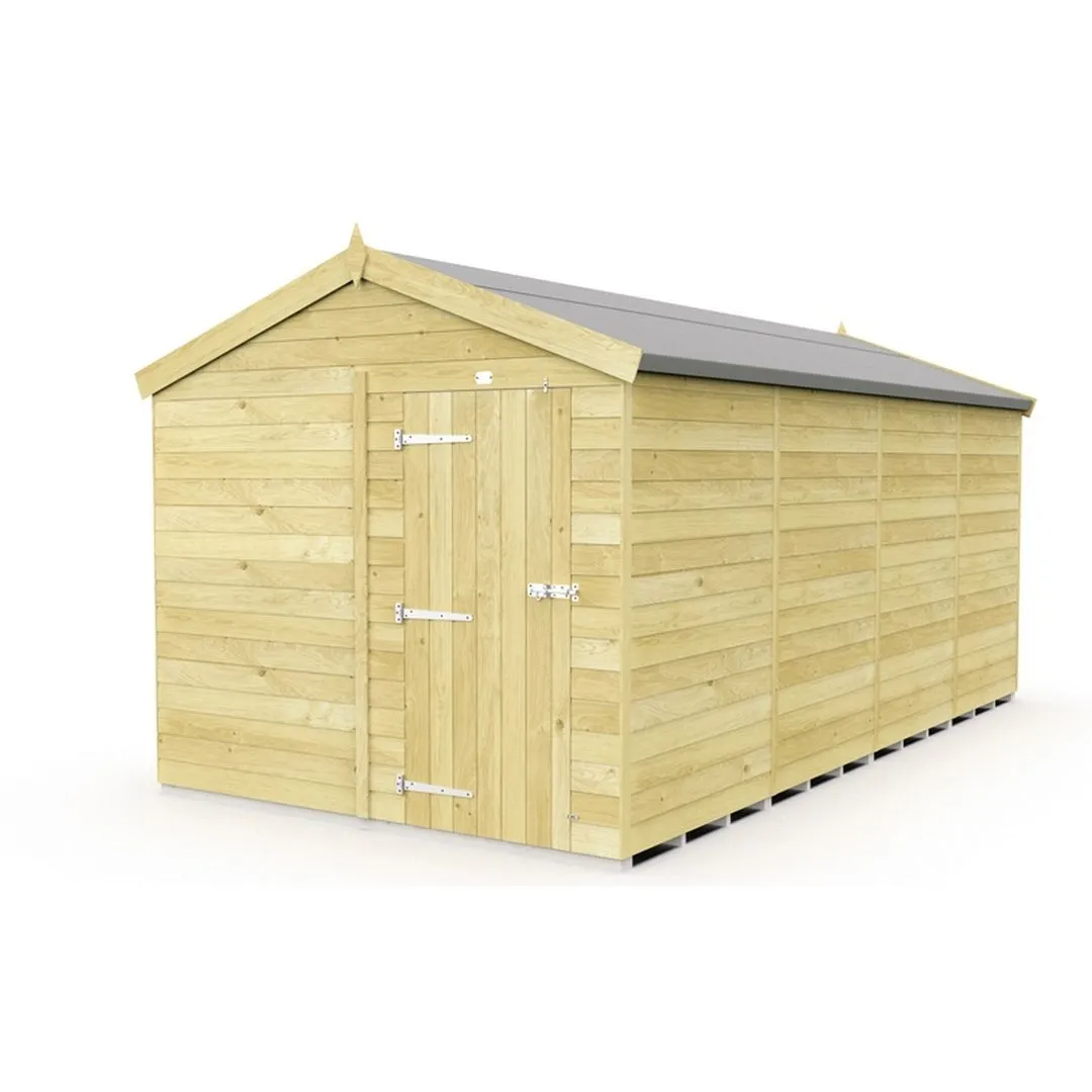 Buttercup Farm 8 x 16 Feet Apex Shed - Single Door W/O Window - L472 x W231 x H217 cm in Brown