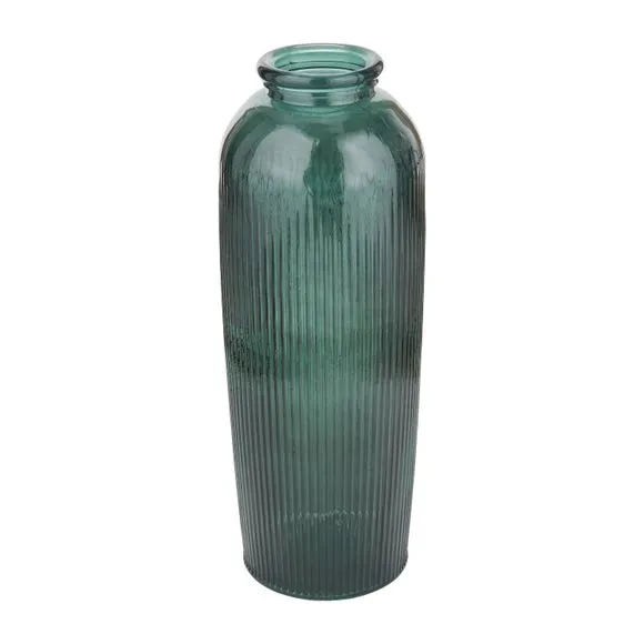 Tall Ribbed Recycled Glass Vase 2