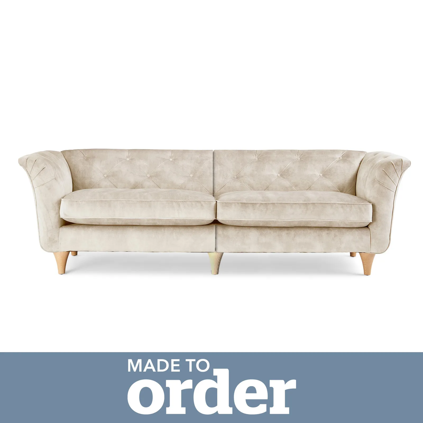 Jaipur 4 Seater Sofa Slub Velvet Brown