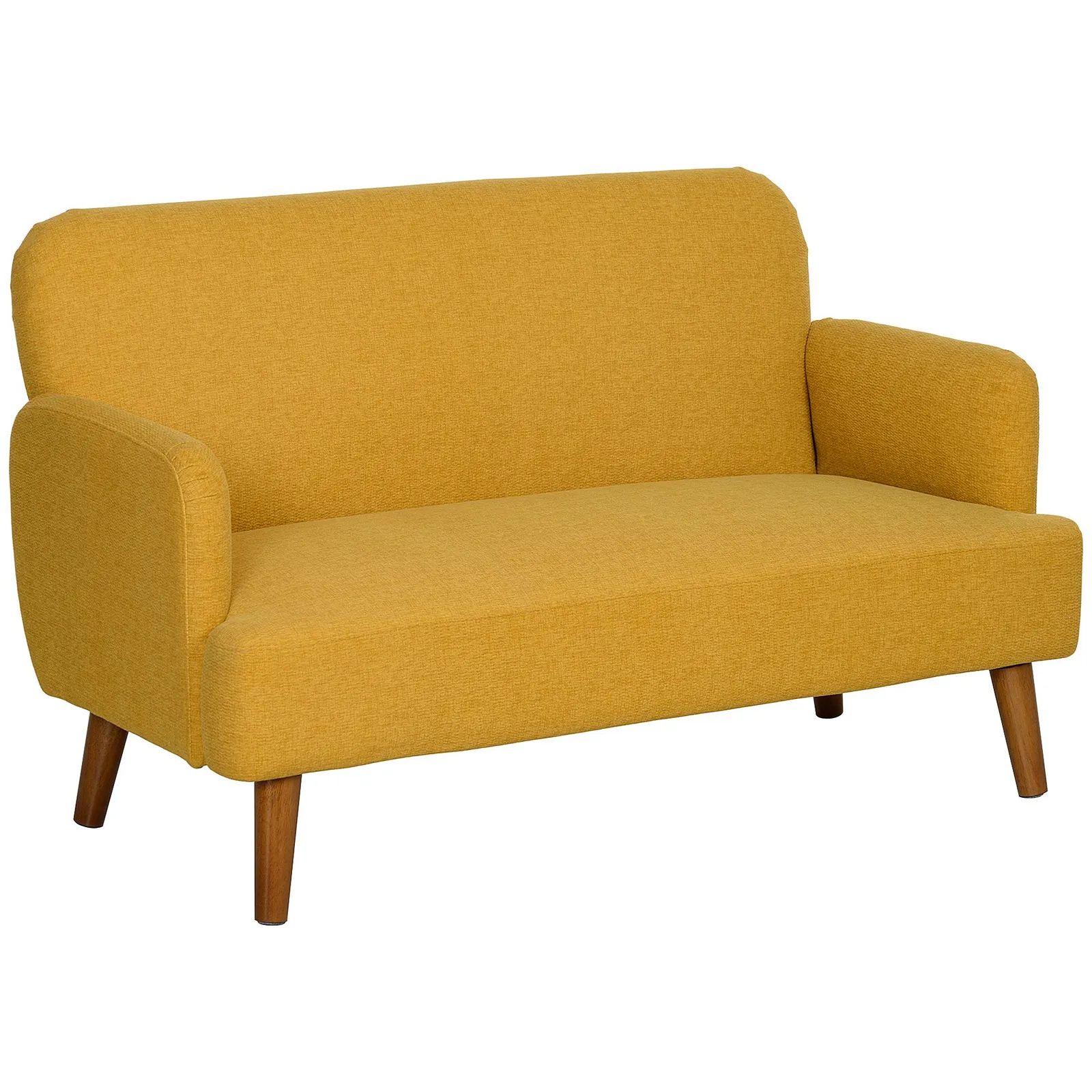 HOMCOM 2 Seater Sofa with 21cm Thick Padding & Wood Legs in Yellow 2