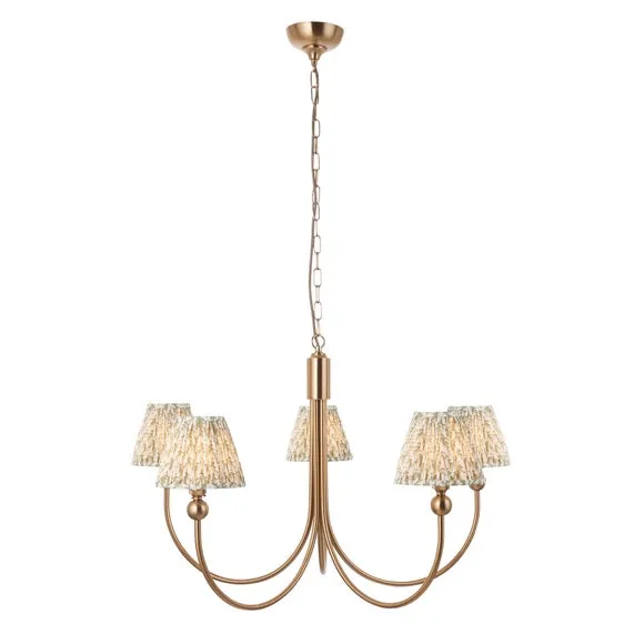 Vogue Javier 5 Light Adjustable Curve Pendant Light with Green Leaf Lamp Shades 5