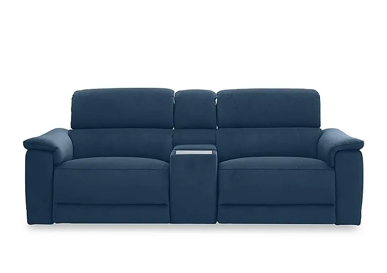 Genius Fabric 3 Seater Power Recliner Media Sofa with Power Headrests, Power Lumbar and Heated Seats