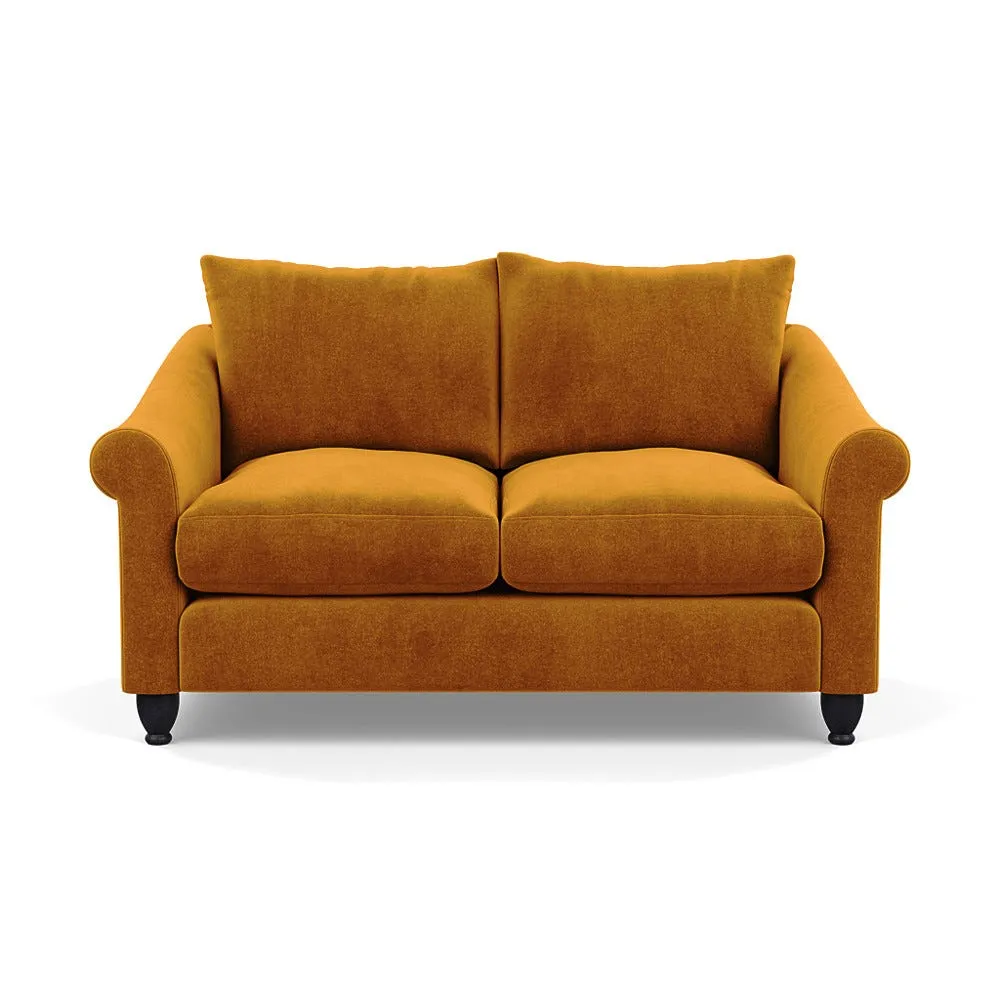 Heal's Devon 2 Seater Smart Luxe Velvet Cognac Black Stain Beech Feet