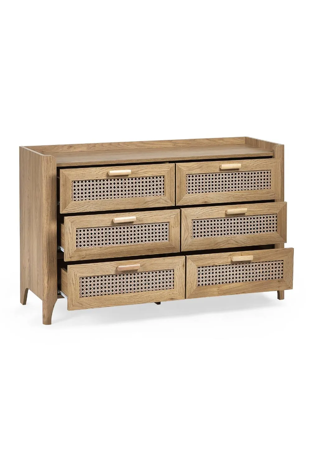 Julian Bowen Sydney Rattan Print 6 Drawer Wide Chest in Light Oak 4