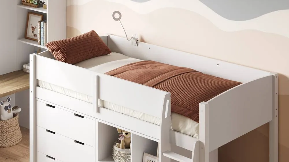 Flair Loop Mid Sleeper Bed Full Set in White 3