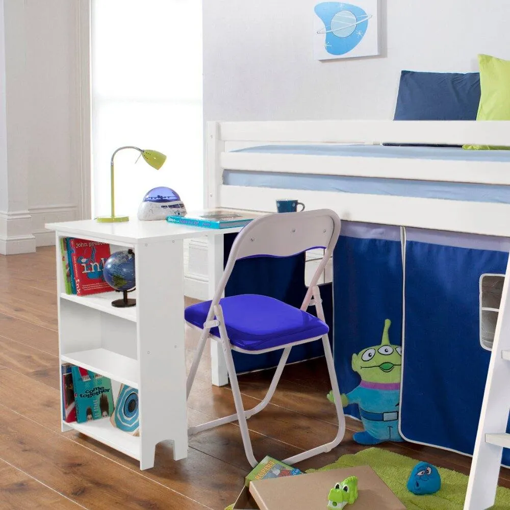 Nöa and Nani Moro Cabin Bed Midsleeper with Pullout Desk & Blue Tent in White 2