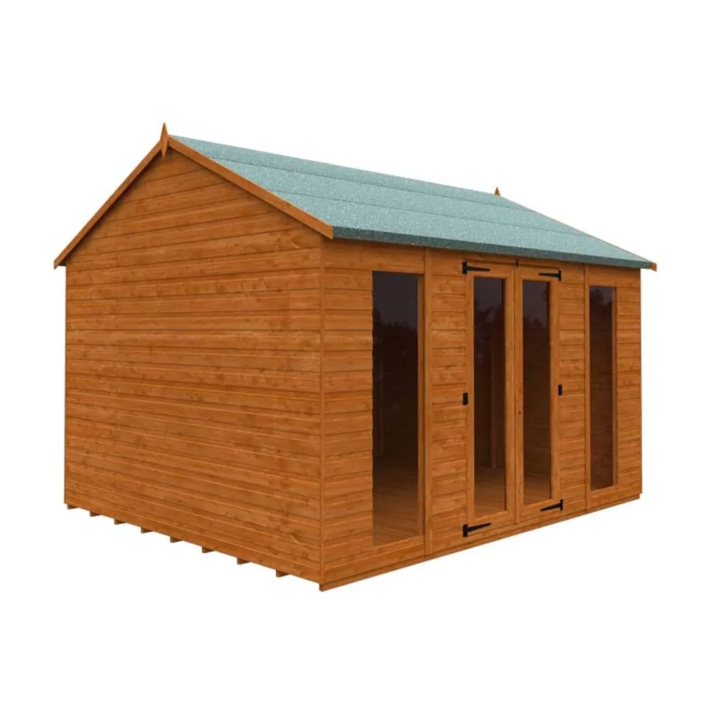 Buttercup Farm 12x10 Feet Full Pane Workman Apex 12mm Shed -Solid Wood/Softwood/Pine in Burnt Orange
