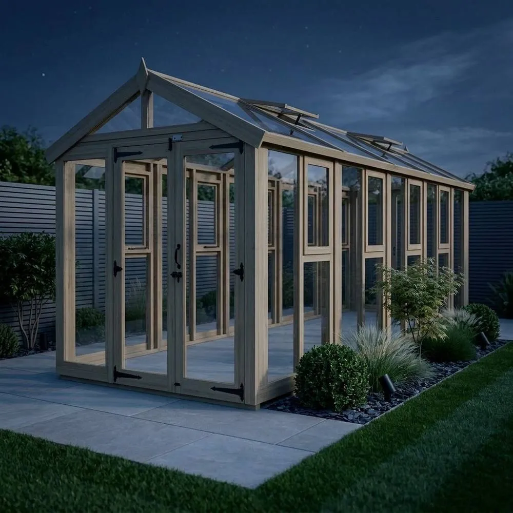 Buttercup Farm 6ft x 20ft Apex Glass Greenhouse - Pressure Treated Timber in Brown 3
