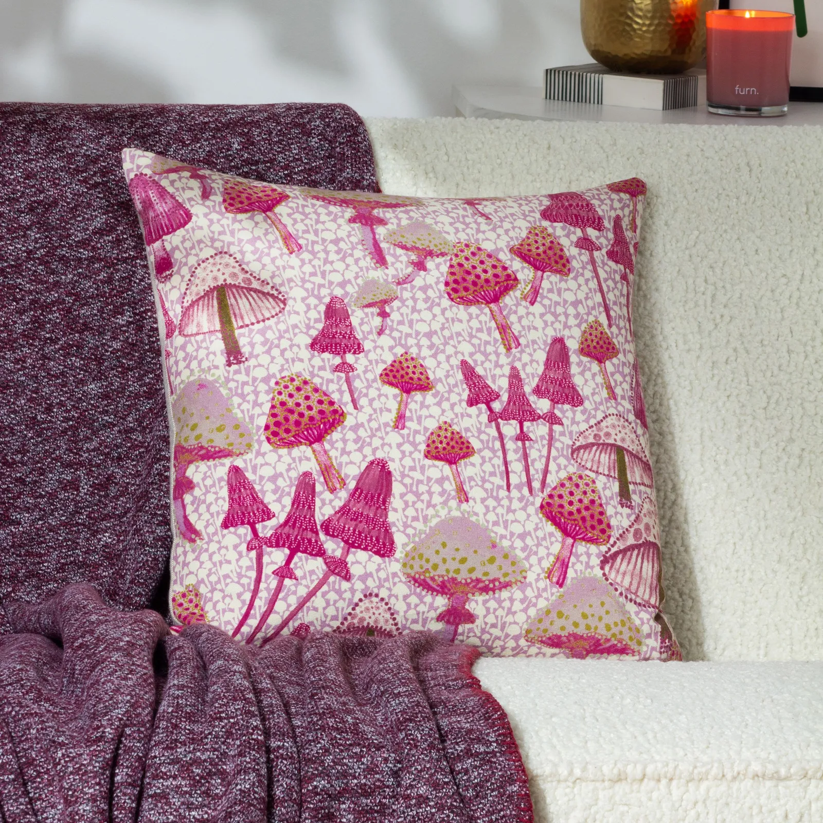 Furn Mushroom Fields Abstract Woven Cushion in Lilac