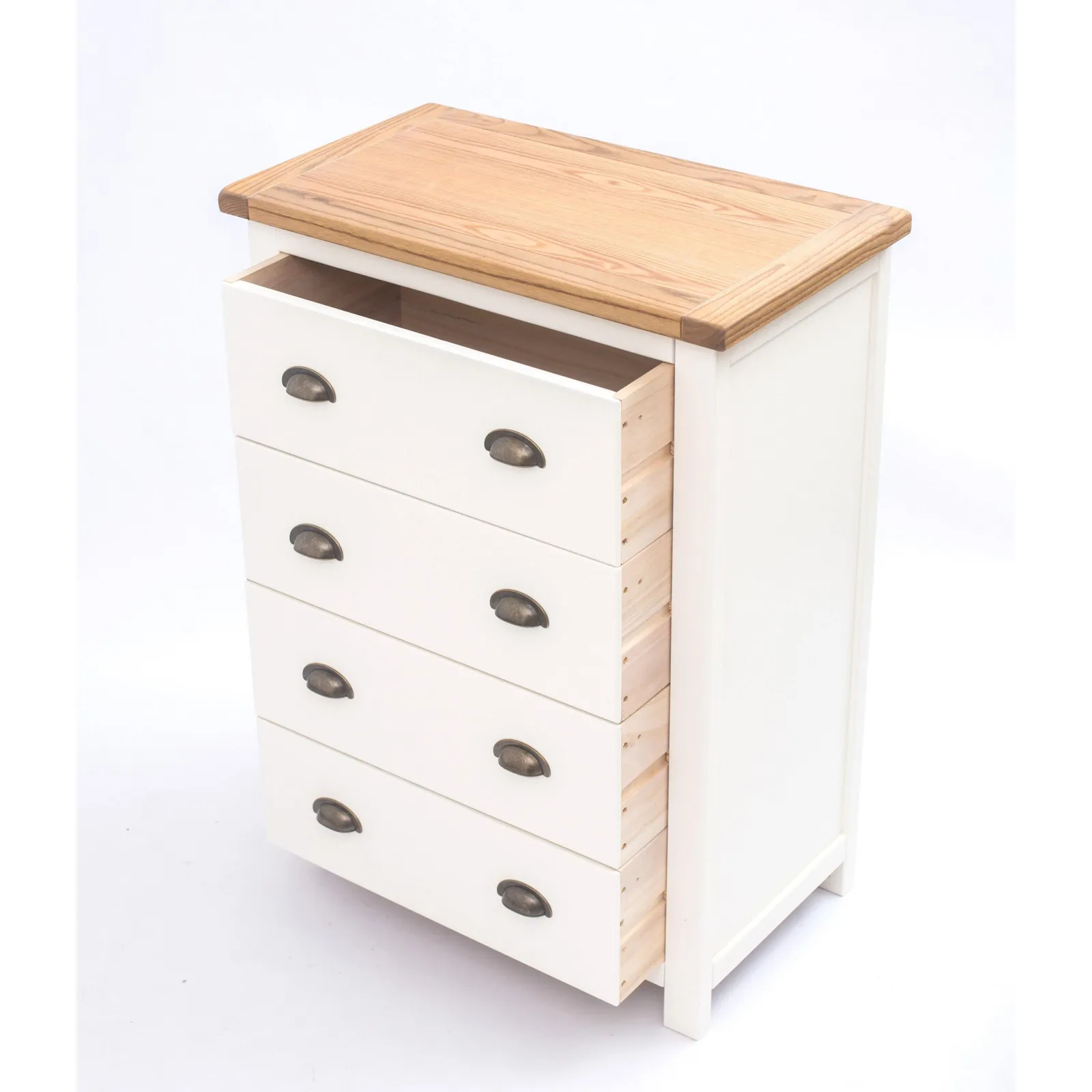 Cabinet Bits Lovere 4 Drawer Chest of Drawers Brass Cup Handle in Off-White 4
