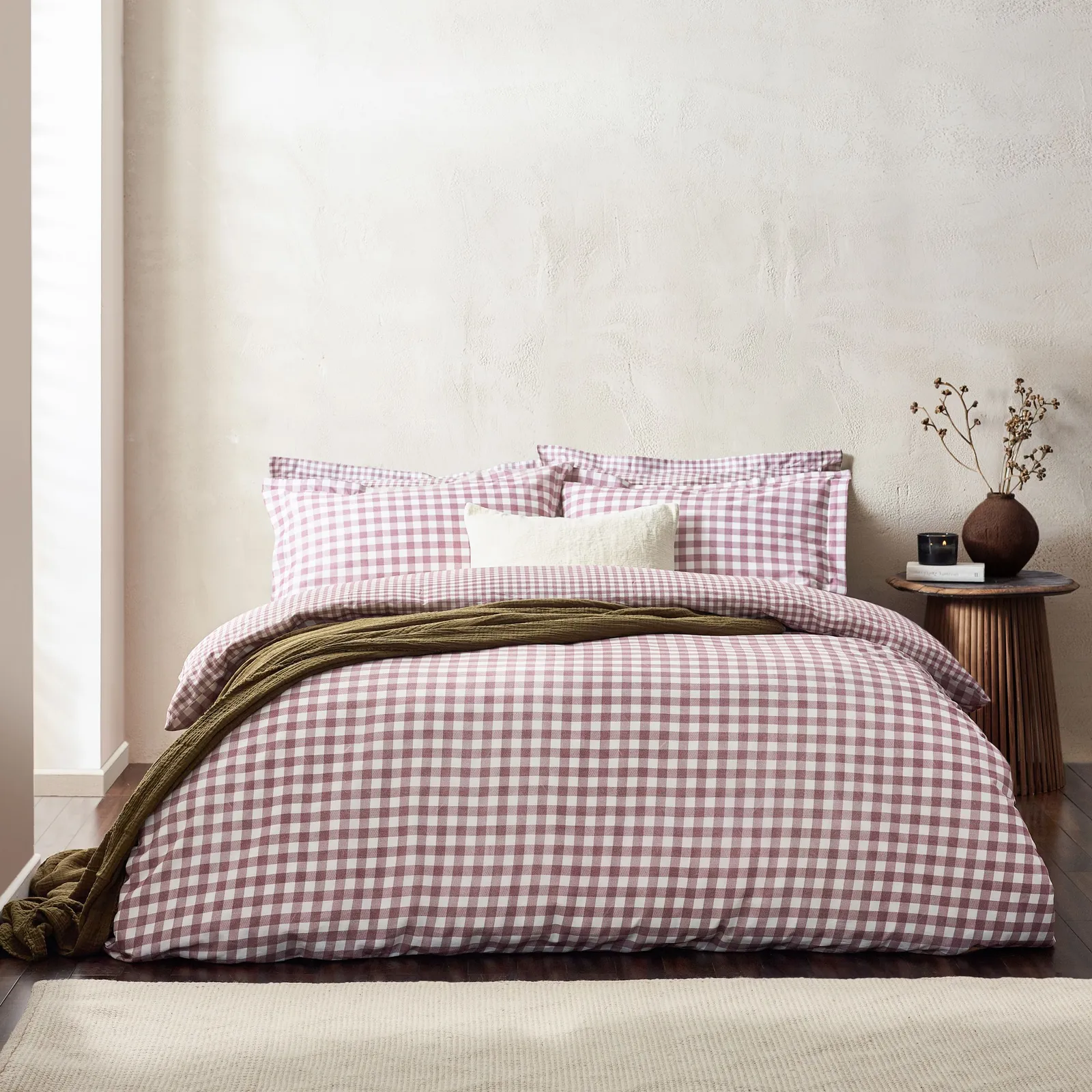 Yard Barton Gingham Check Reversible Duvet Cover Set in Purple 1