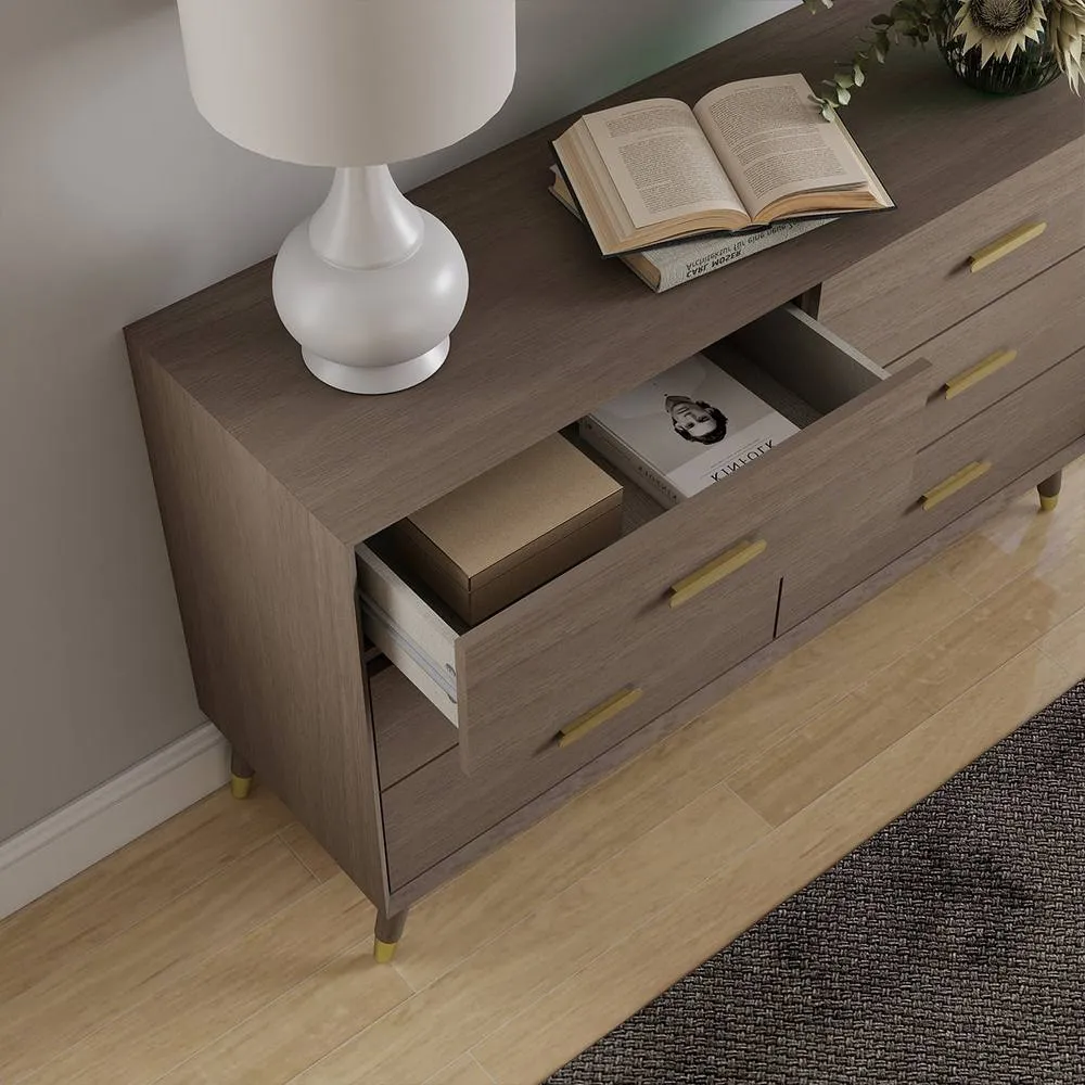 Melody Maison Large 6 Drawer Chest Of Drawers - Oslo Dark Wood Range in Brown 2