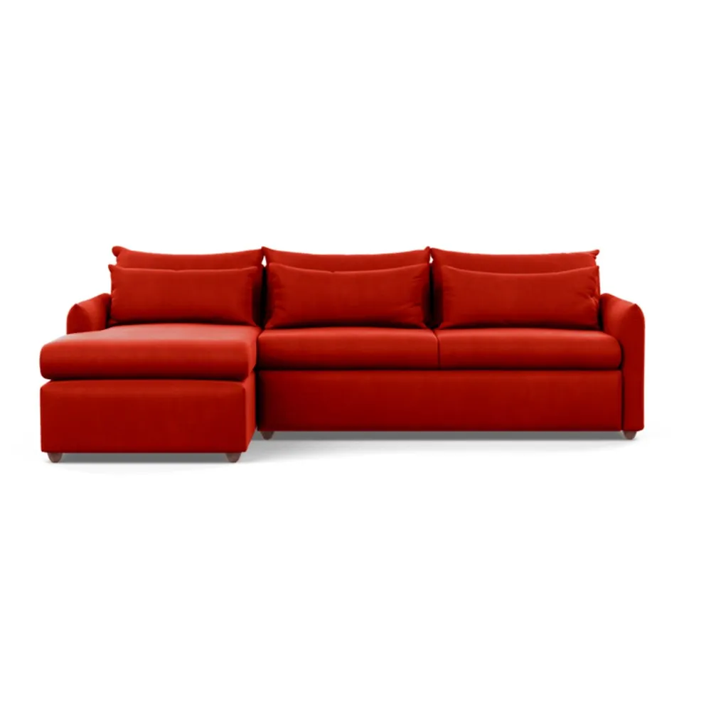 Heal's Pillow Large Left Hand Corner Chaise Varese Velvet Terracotta Chestnut