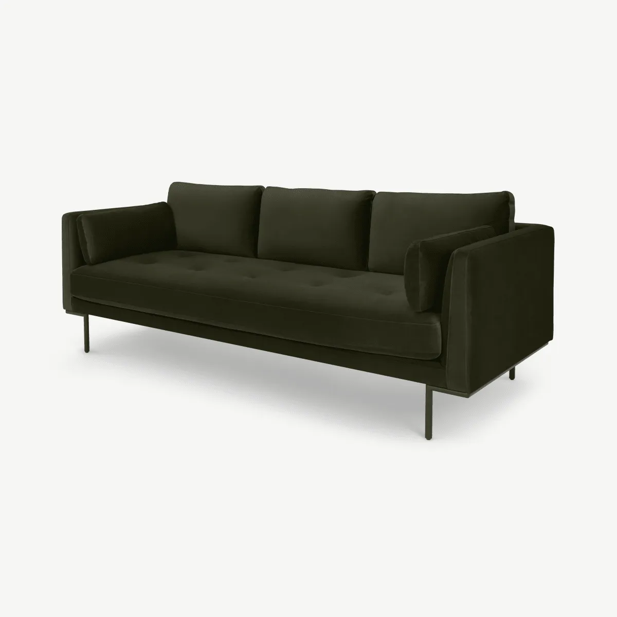Harlow 3 Seater Sofa, Dark Olive Velvet