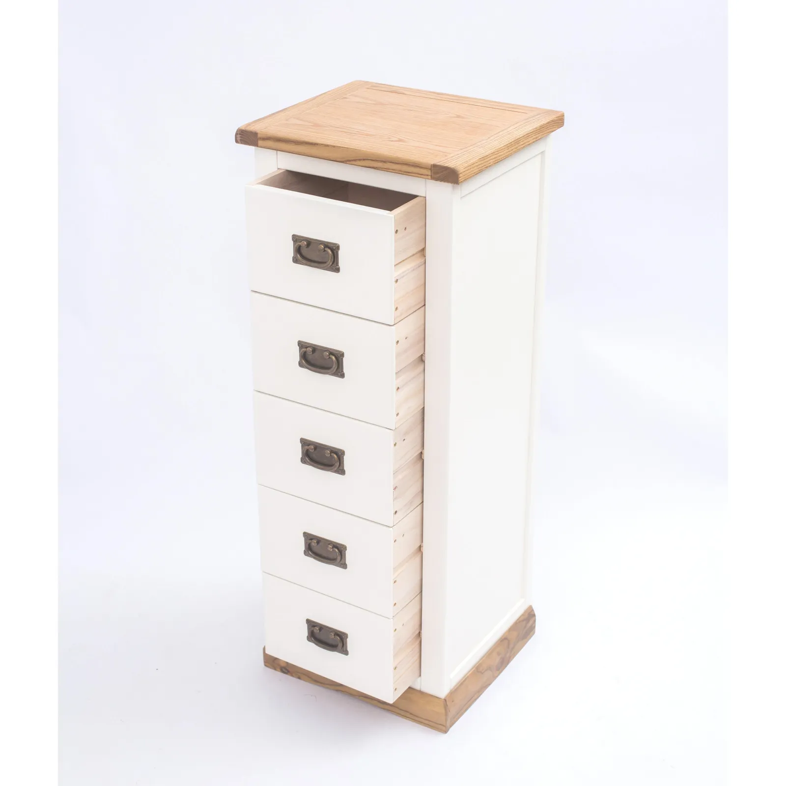 Cabinet Bits Tropea 5 Drawer Narrow Chest of Drawers Bras Drop Handle in Off-White 5