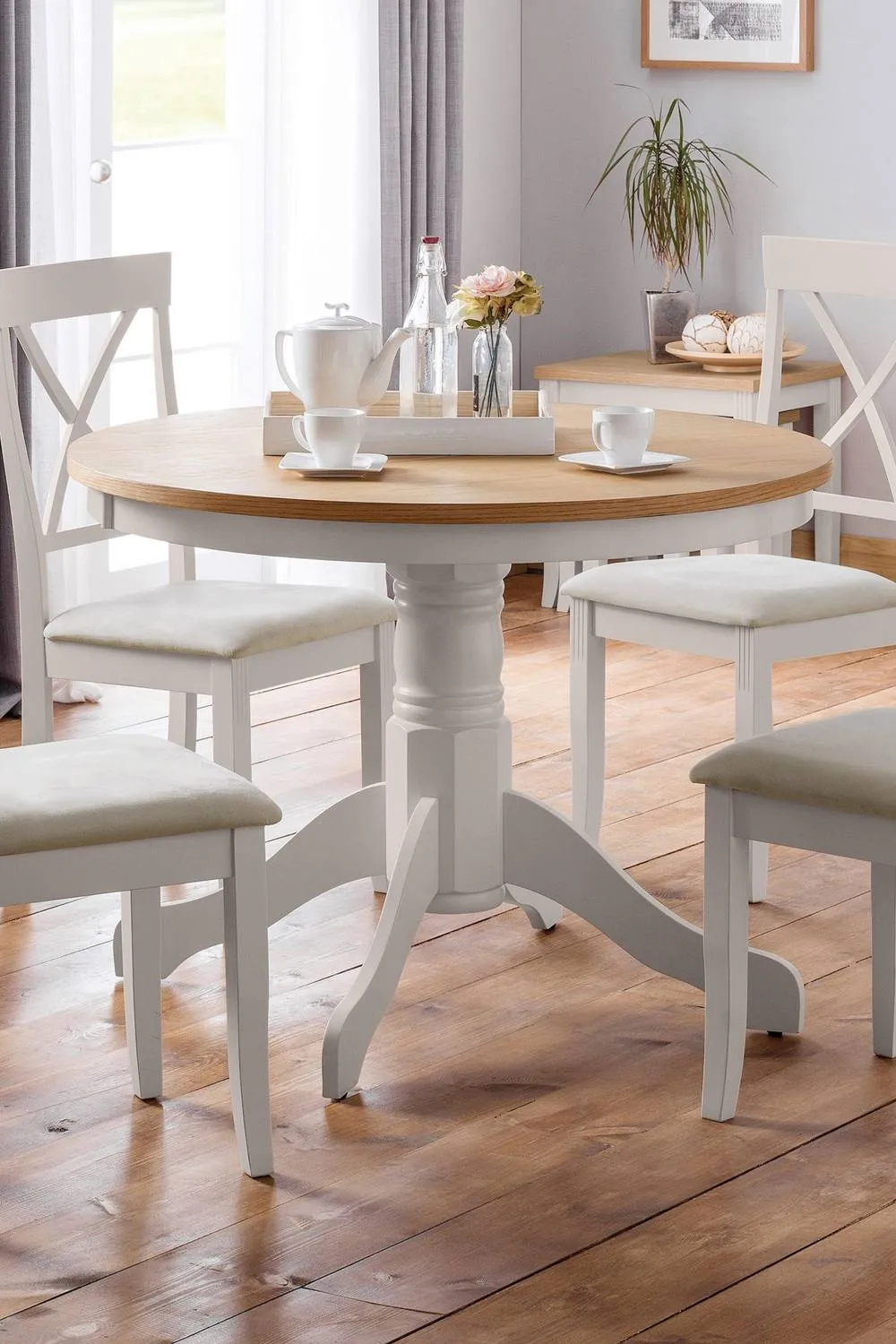 Julian Bowen Davenport Round Pedestal 4 Seater Dining Table in Grey 1