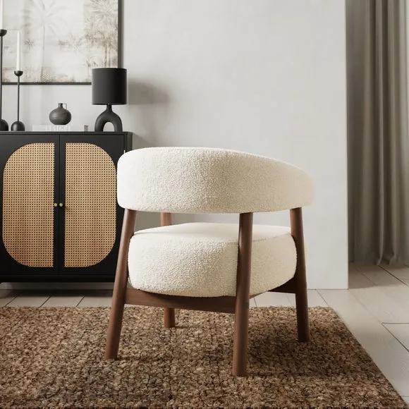 Cleo Curved Ivory Sherpa Accent Chair 5