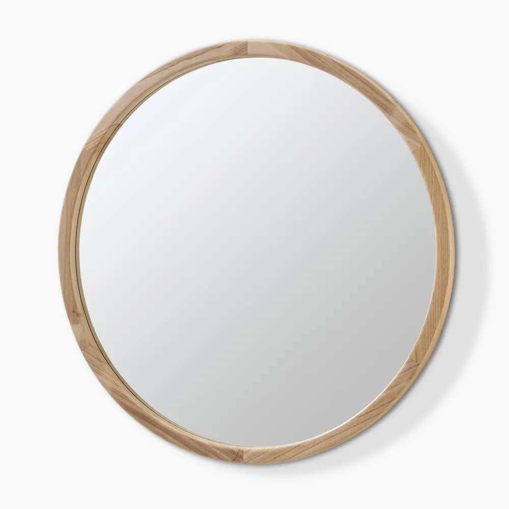 FurnitureboxUK Judith Oak Wood Medium 80x80cm Round Wall Mirror in Light Brown 4