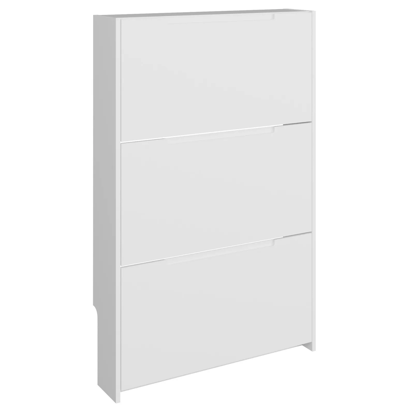 GFW Narrow High Gloss 3 Tier Shoe Cabinet in White 6
