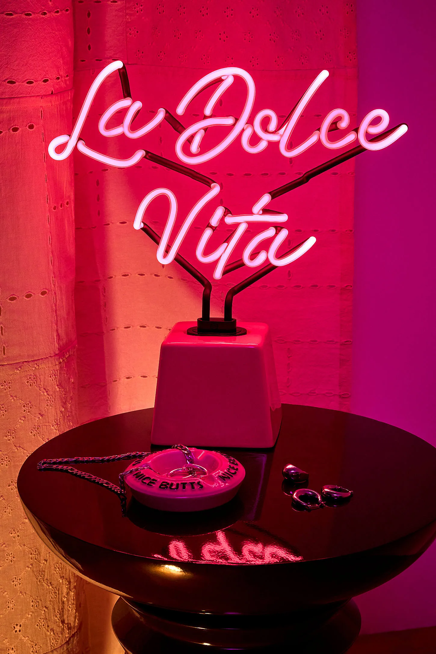 La Dolce Vita Ceramic Base Glass Neon Lamp - Pink ALL