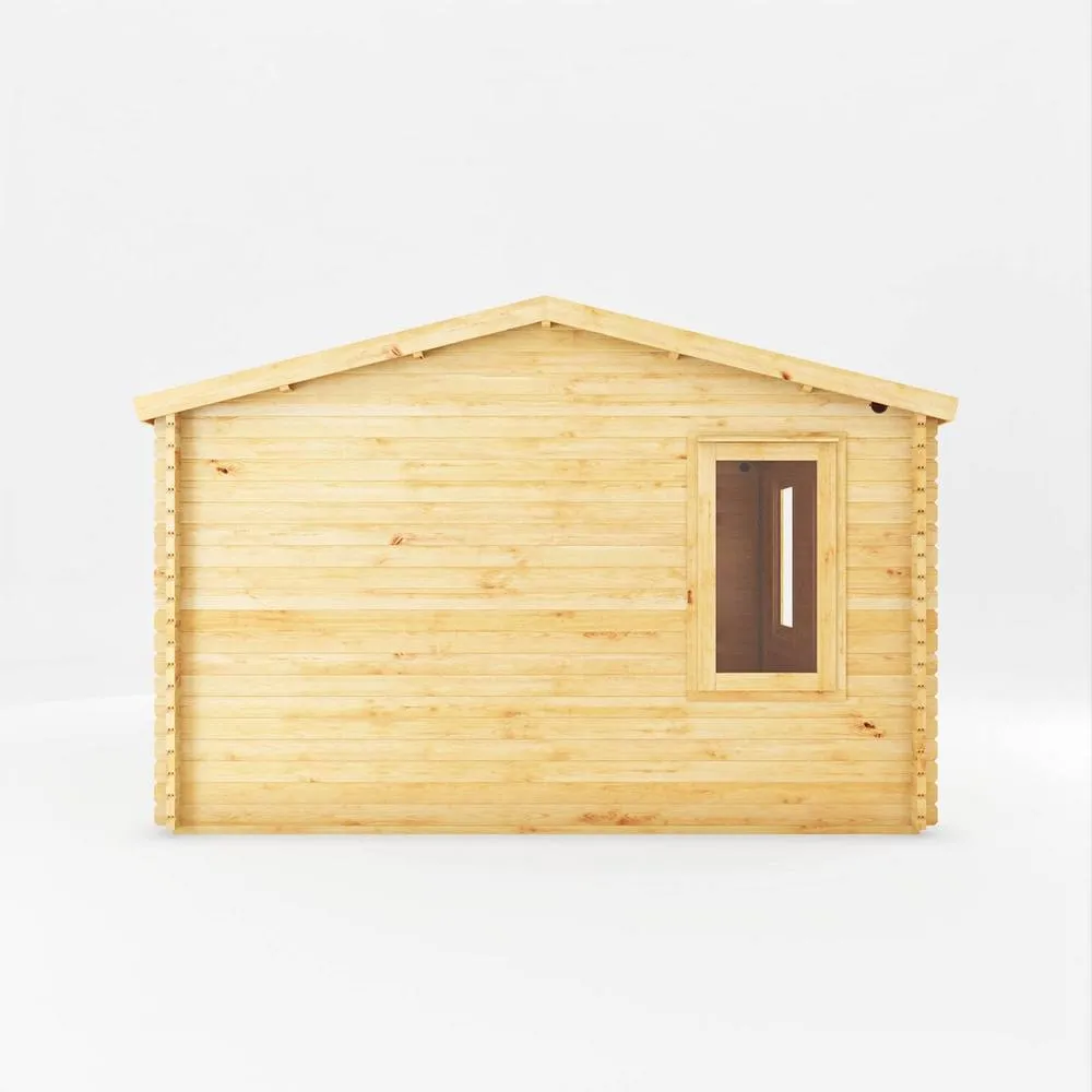 Mercia 5.1 x 4 m Home Office Elite 28 mm Log Cabin with Side Shed in Light Brown 4