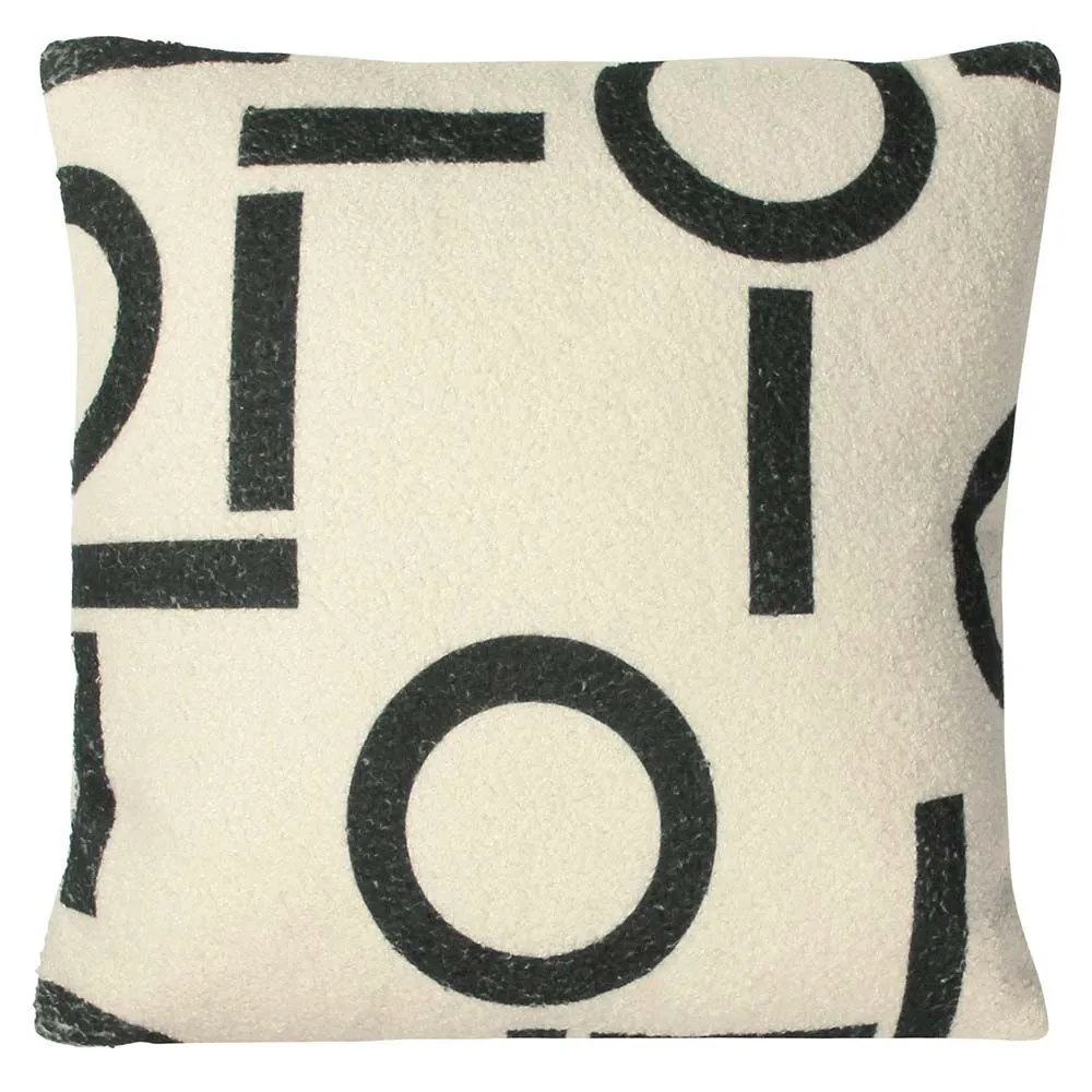 Furn Shearling Circa Geometric Fleece Cushion in Black