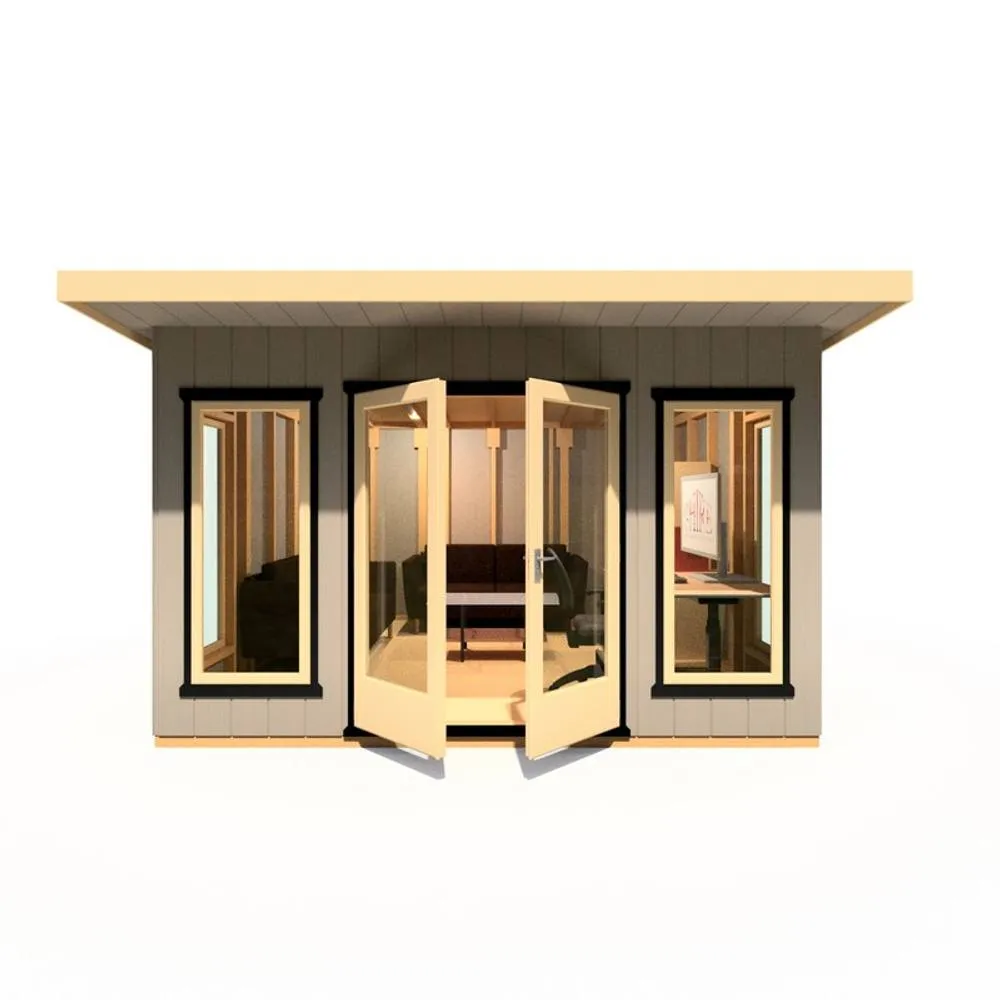Shires Cali 12x12 Feet Pent 1 Garden Office - OSB/MDF - L456xW402xH246.1 cm in Grey 2