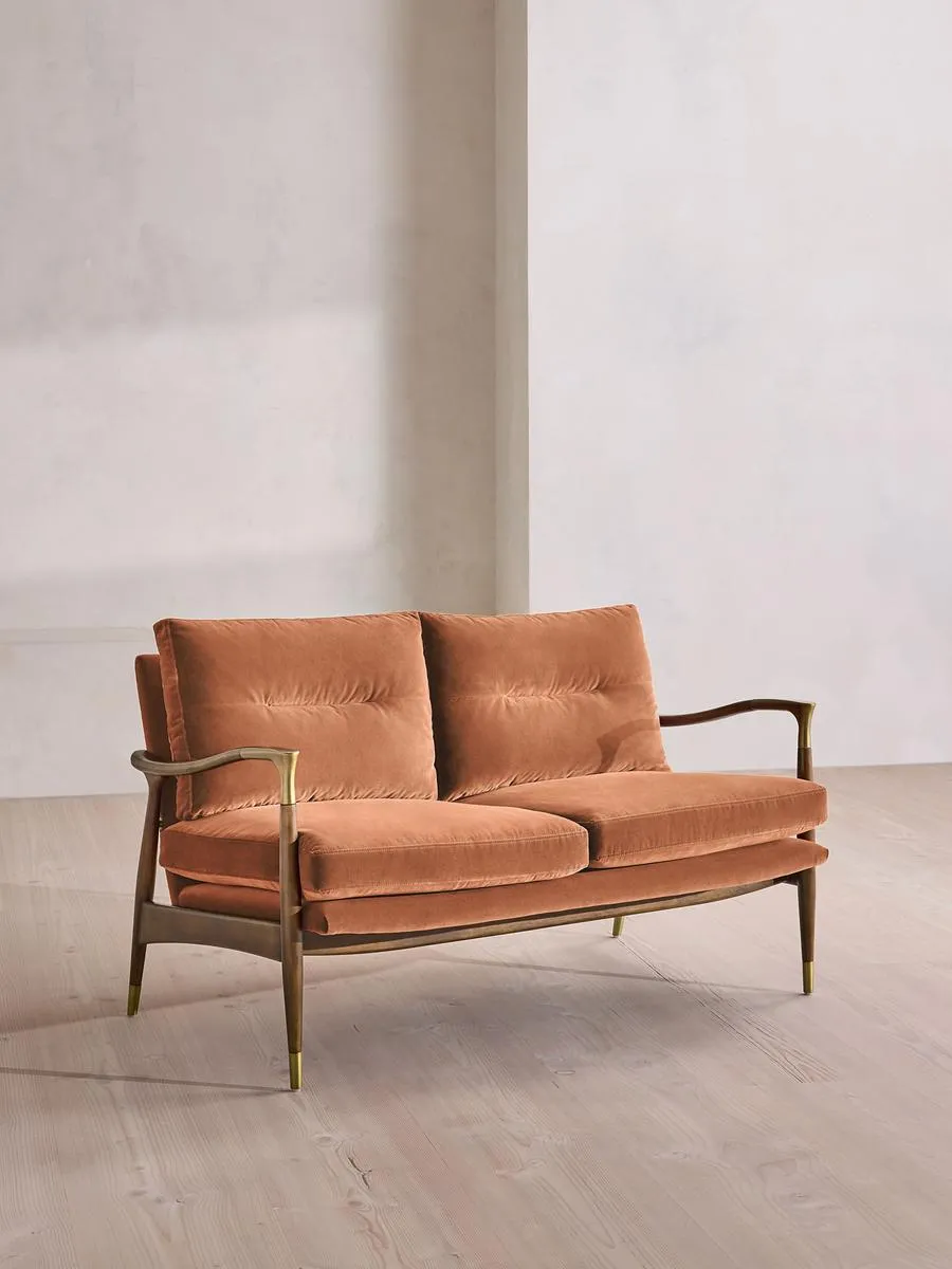 Theodore Two Seater Sofa, Velvet, Antique Rose