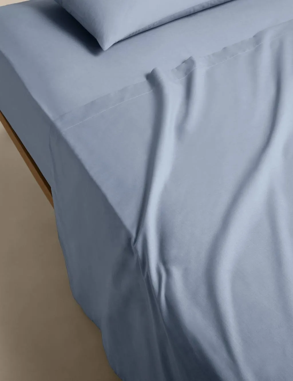 M&S Cotton Rich Flat Sheet Dusty Blue