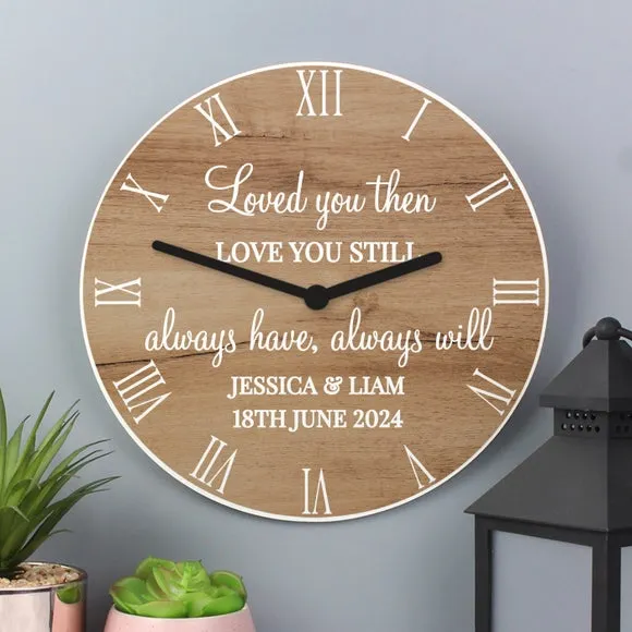 Personalised Message Wood Effect Wall Clock 2