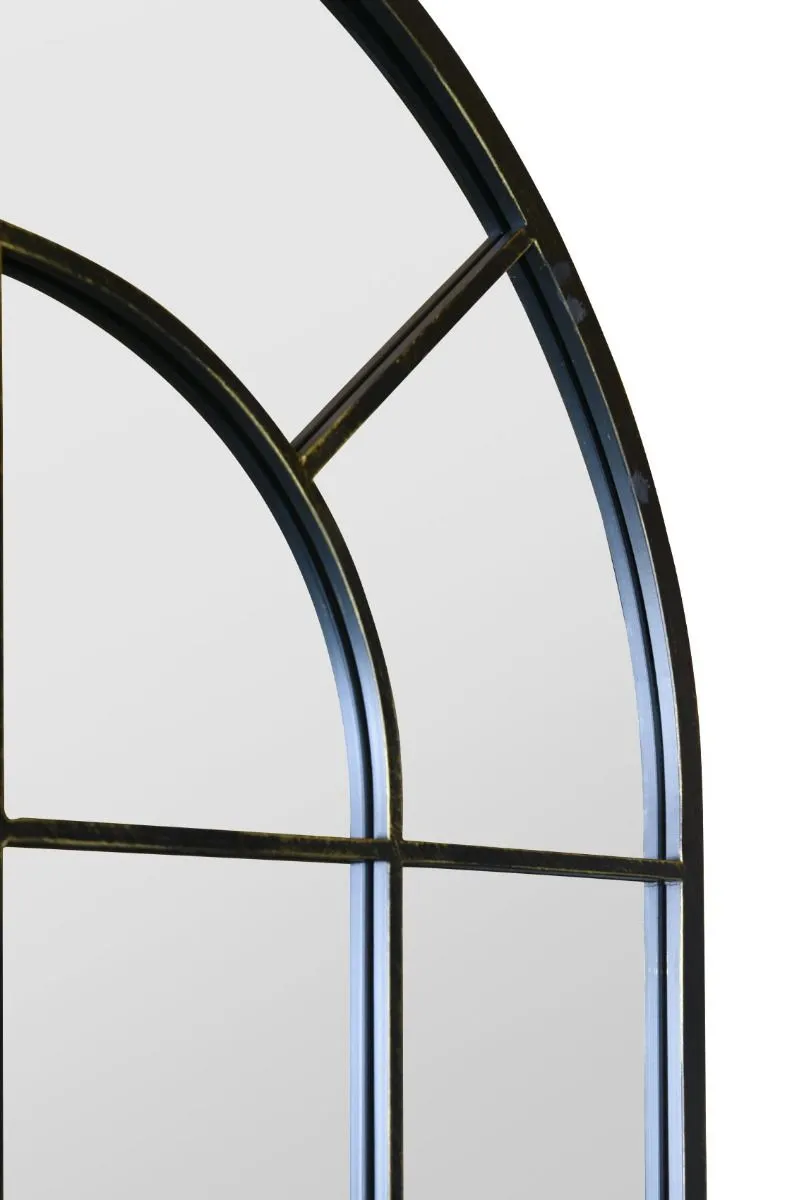 MirrorOutlet Antique Black Framed Arched Window Garden Mirror 71"x33.5" 180x85CM 6