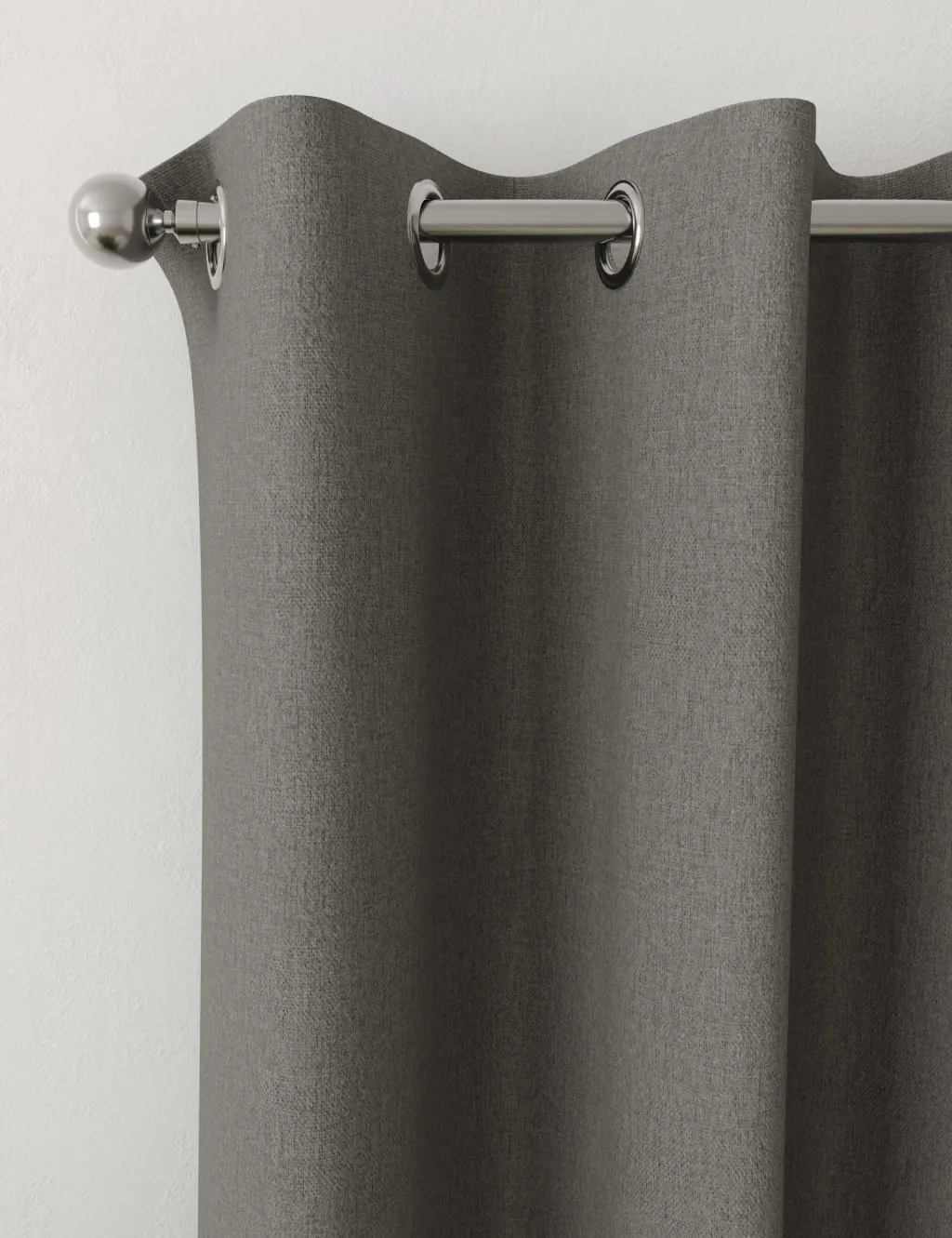 M&S Brushed Eyelet Blackout Thermal Curtains Charcoal Mix