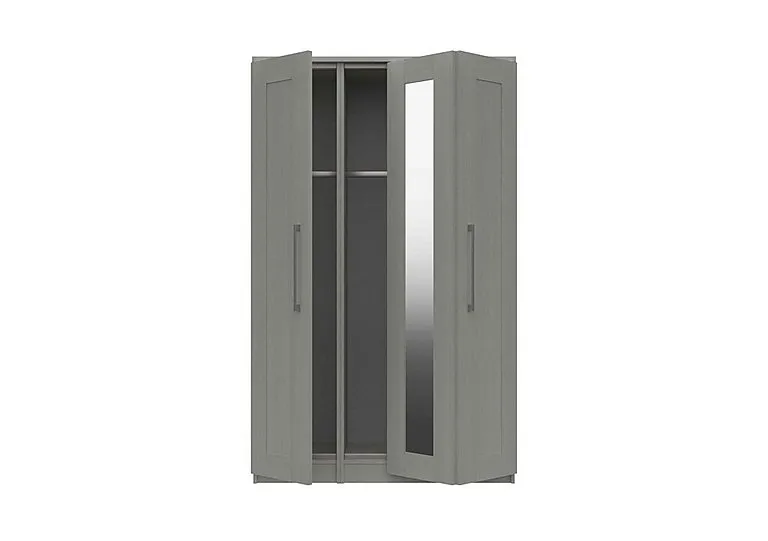 Fenchurch 3 Door Bifold Wardrobe with Mirror - Light Grey
