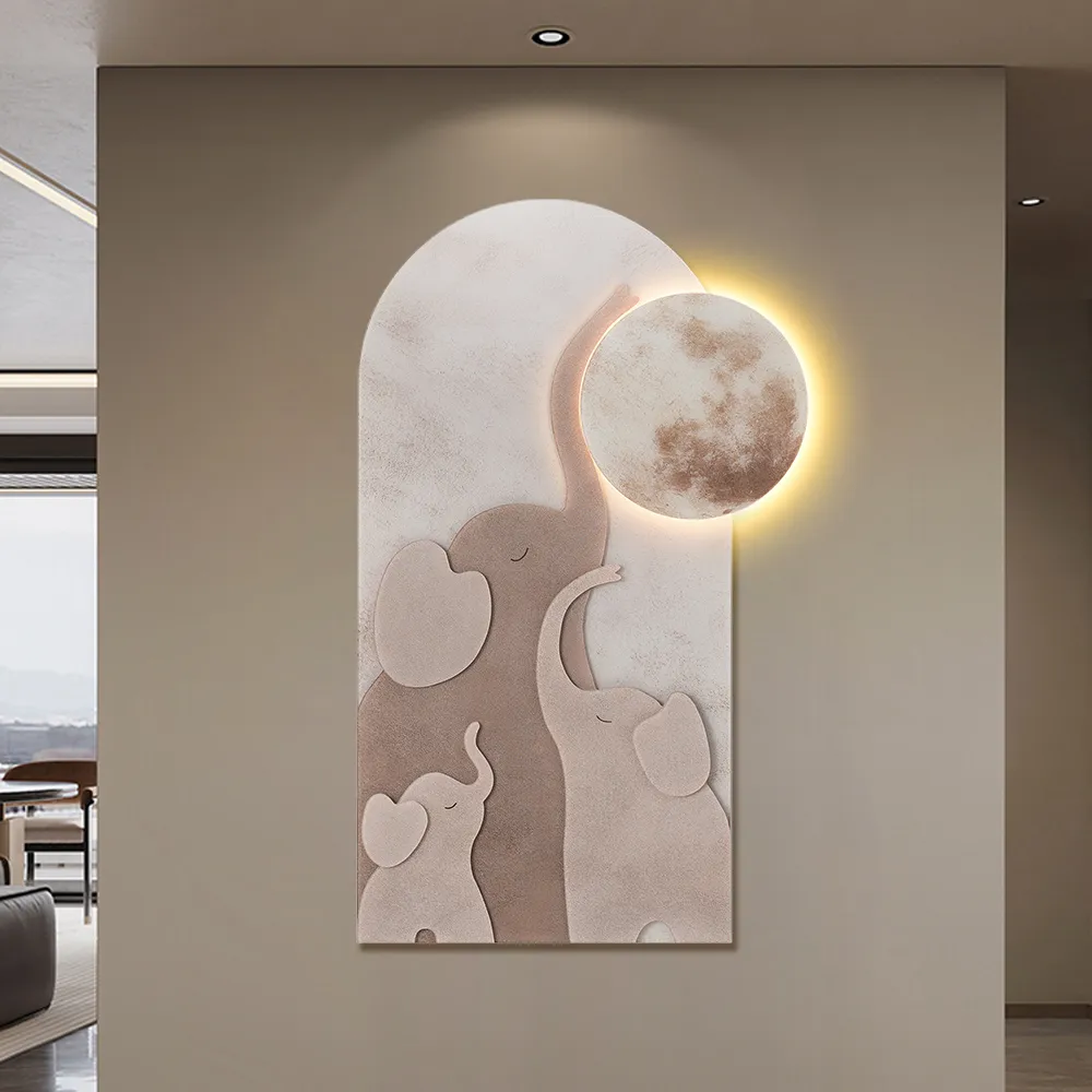 1000mm Arched LED 3D Acrylic Elephant Moon Wall Sculpture Art Decor Living Room Bedroom