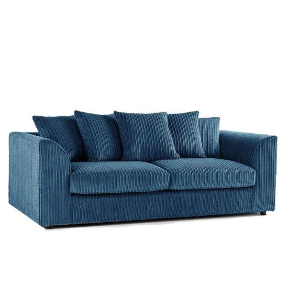 Bliss Furniture 3 Seater Scatter Back Sofa in Blue Jumbo Cord Fabric