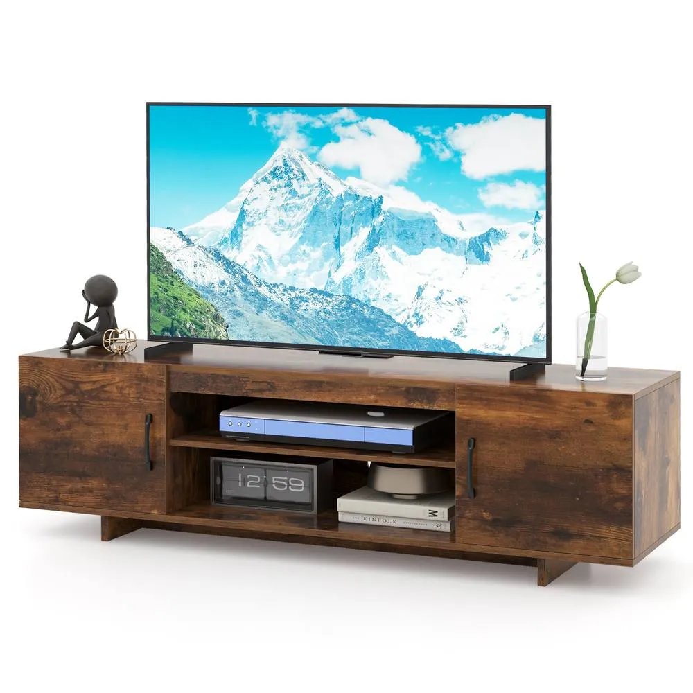 Costway TV Stand for TVs up to 70" 152 cm Entertainment Center w/ Power Outlet in Brown
