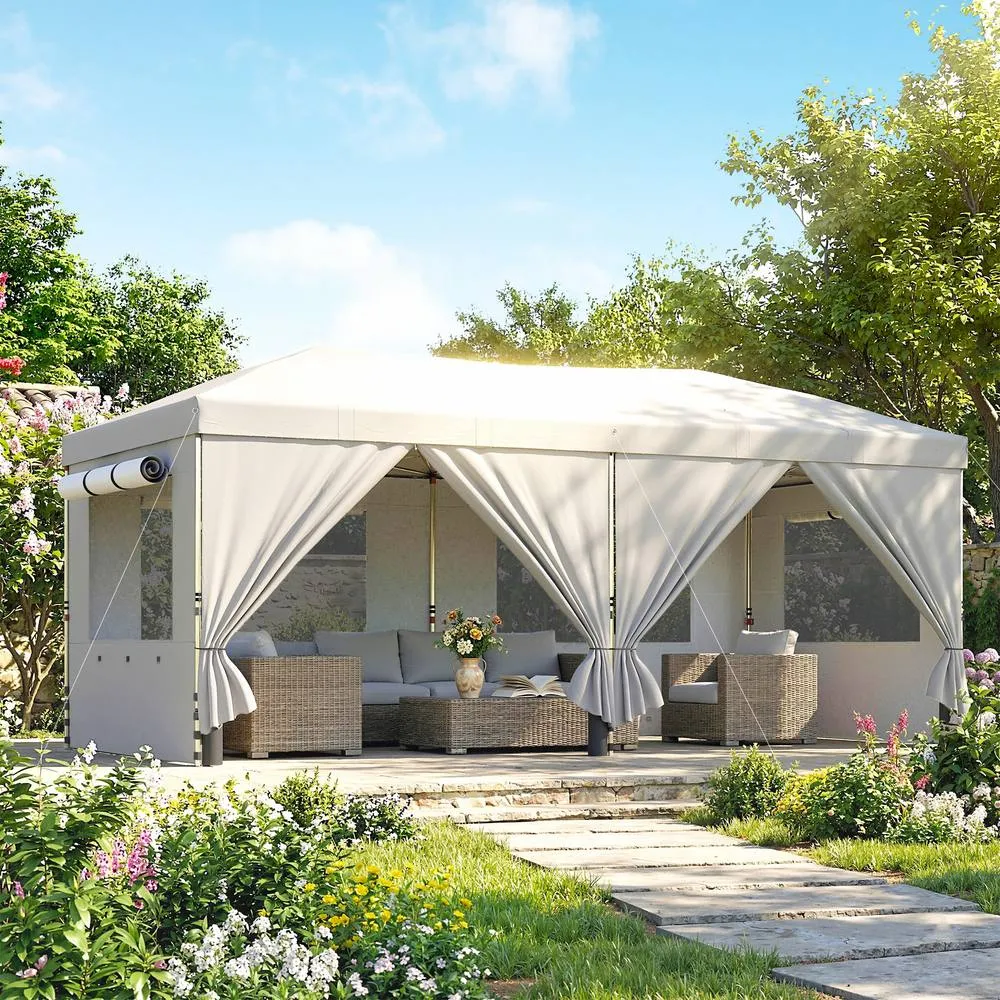 OUTSUNNY 3 x 6 m Pop Up Gazebo, UPF50+ Wedding Party Tent Marquee in White 1