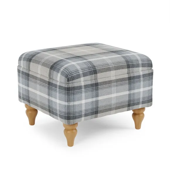 Oswald Check Storage Footstool Tapered Leg 2