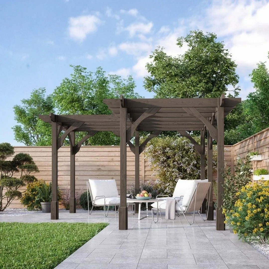 Rutland County Garden Furniture Ltd Corner Pergola - Wood - L420 x W420 cm - Rustic Brown 2