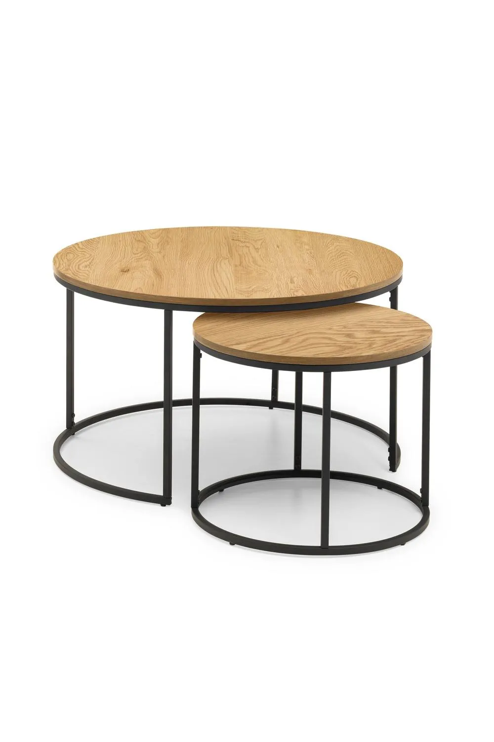 Julian Bowen Bellini Round Nest of 2 Coffee Tables in Light Oak 2