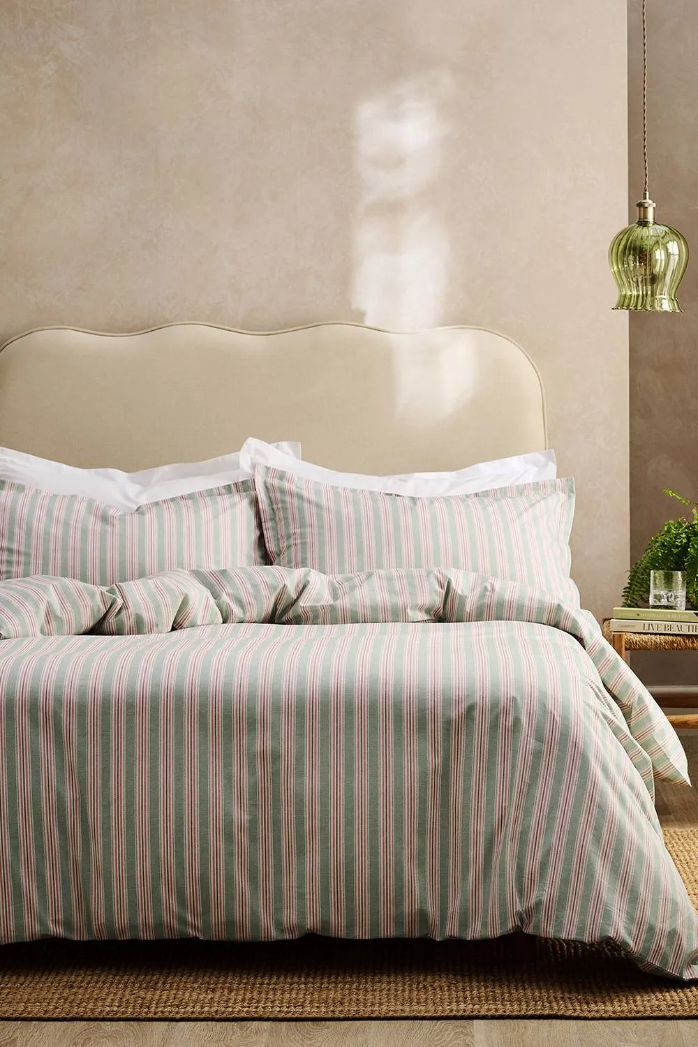 CHRISTY 'Calder Stripe' Heritage Inspired Cotton Percale Duvet Cover Set in Pink 4