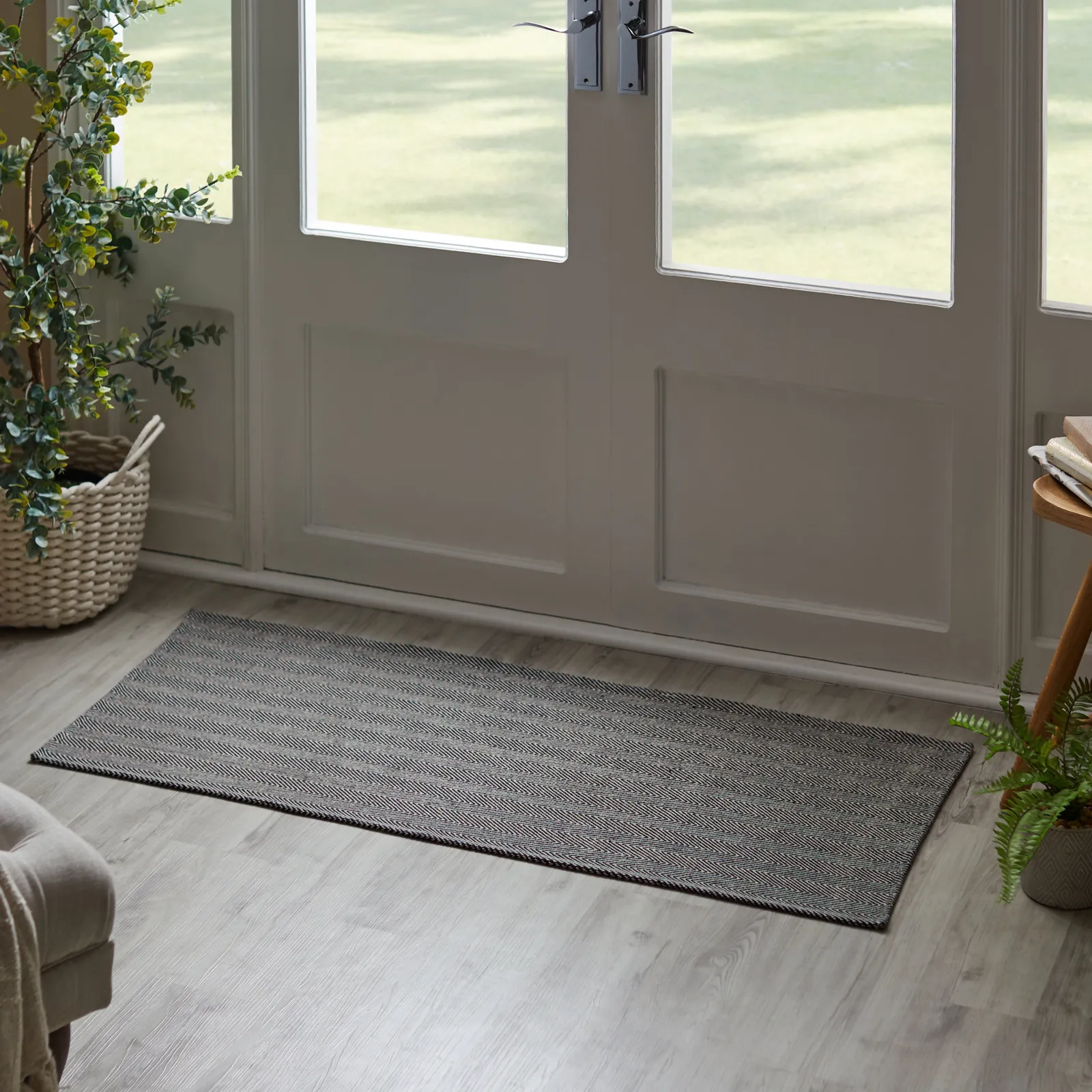 Cotton Herringbone Runner Herringbone Black