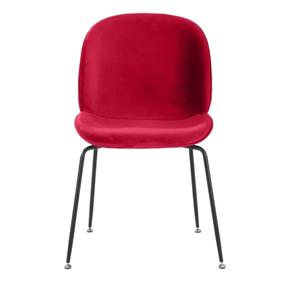 Fusion Living Luxurious Velvet Dining Chair with Black Metal Legs 3