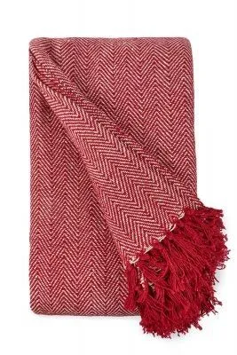 New Edge Blinds NewEdgeBlinds Hartley Collection Recycled Cotton Throw in Red (90" x 100"), Red